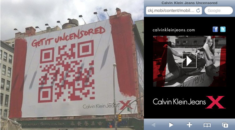 QRcode Calvin Klein всё таки разместил сексуальную рекламу в городе